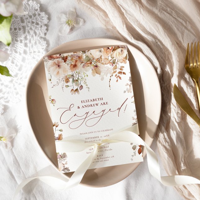 Rustic Boho Garden Flowers Engagement Invitation (Creator Uploaded)