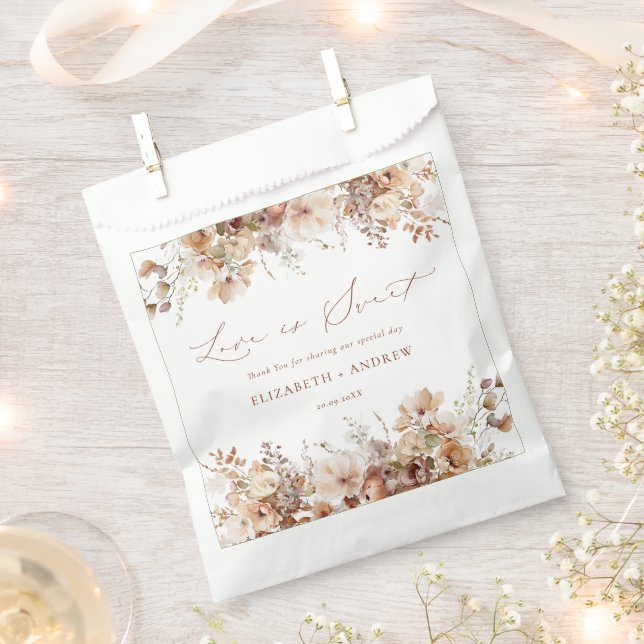 Rustic Boho Garden Flowers Wedding  Favour Bags (Clipped)