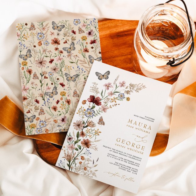 Rustic Boho Garden Flowers Wedding Invitation (Creator Uploaded)