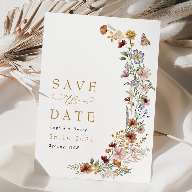 Rustic Boho Garden Flowers Wedding Save the Date Invitation (Creator Uploaded)