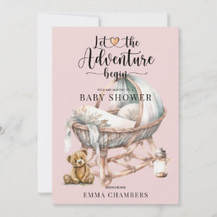 Rustic Boho Girl Baby Shower Nursery Crib  Invitation