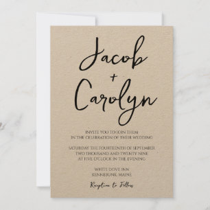 Rustic Boho Handwritten Font Wedding Invitation