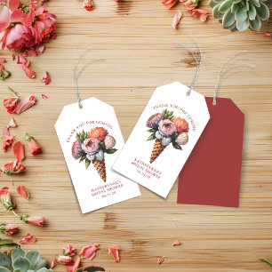 Rustic Boho Ice Cream Floral Bridal Shower Gift Tags