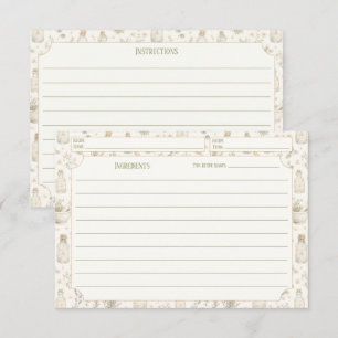 Rustic Boho Kitchen Herbs Pattern Recipe Cards