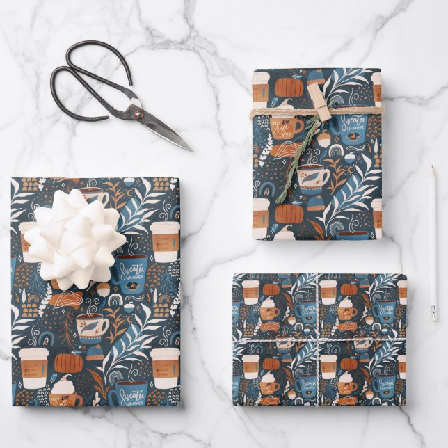 Rustic Boho Latte Fall Wrapping Paper Sheet (Front)