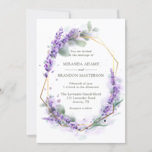 Rustic Boho Lavender Floral Elegant Wedding  Invitation
