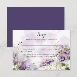 Rustic Boho Lavender Purple Floral Wedding RSVP Card
