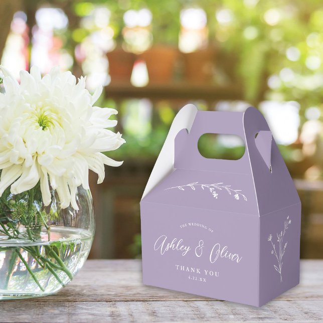 Rustic Boho Lavender Purple Wildflower Wedding Favour Box (Creator Uploaded)