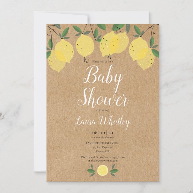 Rustic Boho Lemons Baby Shower Invitation (Front)