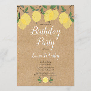 Rustic Boho Lemons Birthday Party Invitation