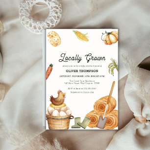 Rustic Boho Locally Grown Farm Chicken Baby Shower Invitation