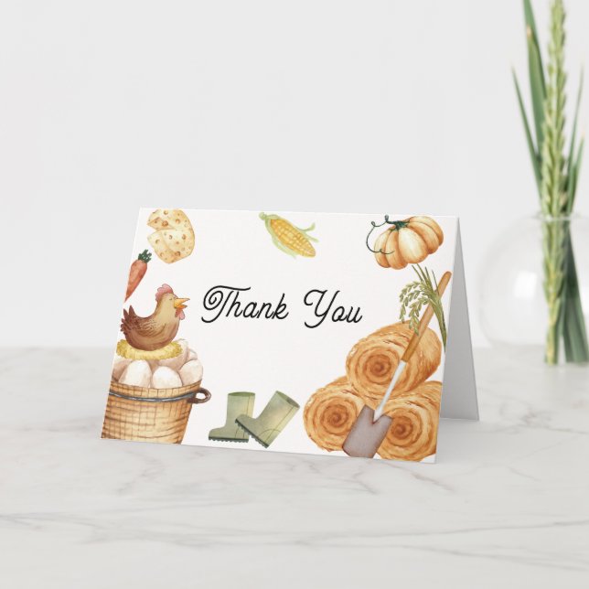 Rustic Boho Locally Grown Farm Chicken Baby Shower Thank You Card (Front)