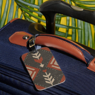 Rustic Boho Luggage Tag Terracotta Print