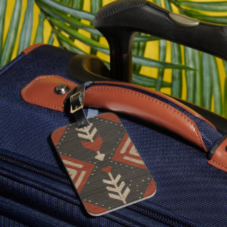 Rustic Boho Luggage Tag Terracotta Print