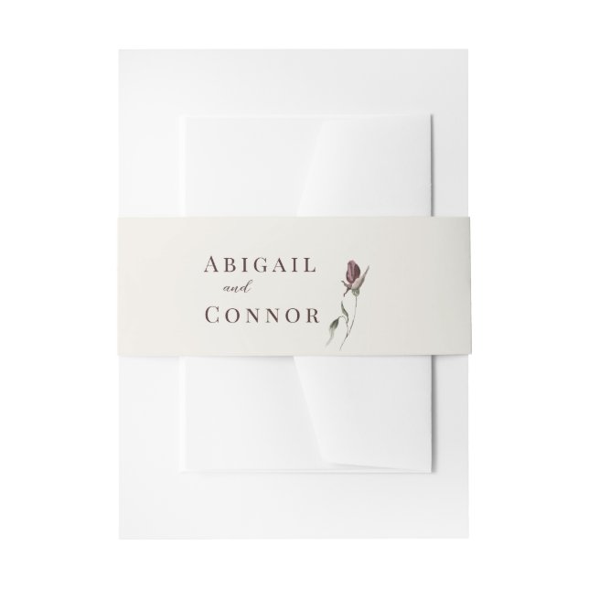 Rustic Boho Marsala Cream Floral Invitation Belly Band (Front Example)