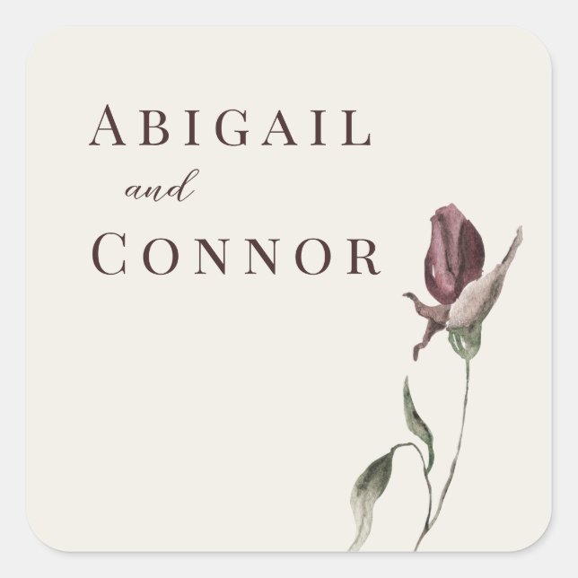 Rustic Boho Marsala Cream Floral Square Sticker (Front)