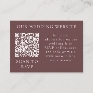 Rustic Boho Marsala Cream Floral Web QR Enclosure Card