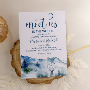 Rustic Boho Meet Us in the Woods Wedding Invitation