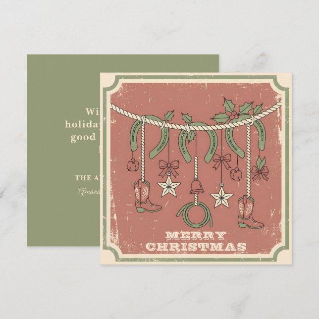 Rustic Boho Merry on the Range Christmas Holiday Card (Front/Back)