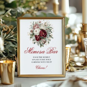 Rustic Boho Mimosa Bar Blush Burgundy Tabletop Sig Poster