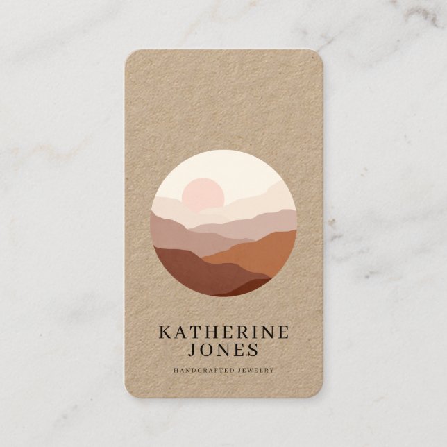 Rustic Boho Minimalist Kraft Business Card (Front)