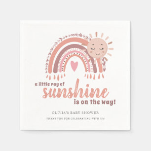 Rustic Boho Minimalist Pink Baby Shower Napkin