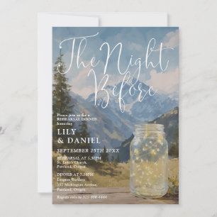 Rustic Boho Mountain Mason Jar Rehearsal Dinner Invitation