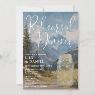 Rustic Boho Mountain Mason Jar Rehearsal Dinner Invitation