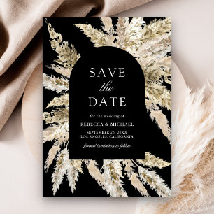 Rustic Boho Pampas Arch Black Wedding Save The Date