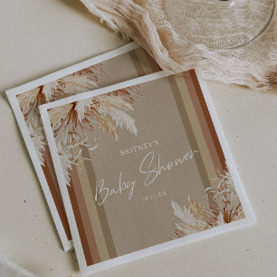 Rustic Boho Pampas Grass Baby Shower Napkin