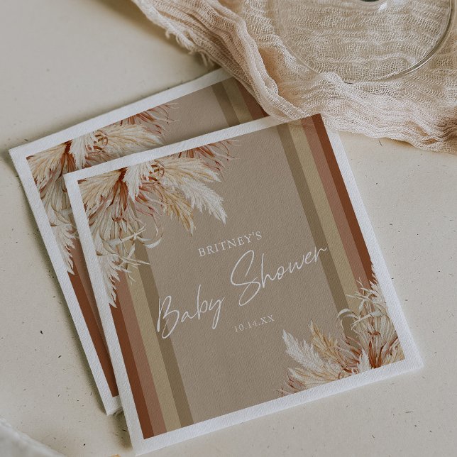 Rustic Boho Pampas Grass Baby Shower Napkin (Creator Uploaded)