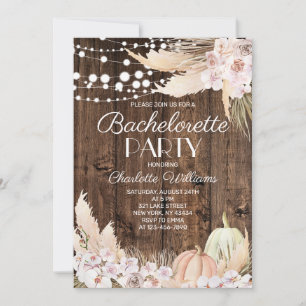 Rustic Boho Pampas Grass Bachelorette Party Invitation