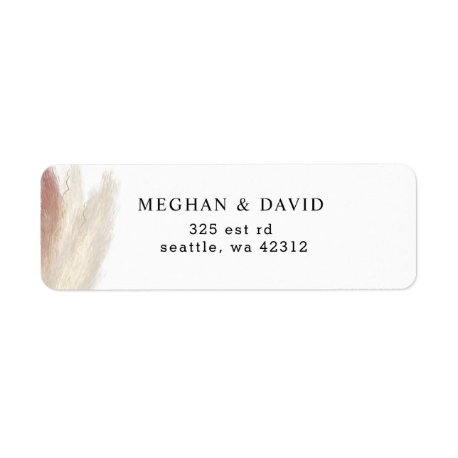 Rustic Boho Pampas Grass Blush Wedding Label (Front)