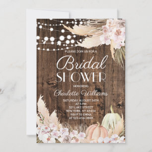 Rustic Boho Pampas Grass Bridal Shower Invitation