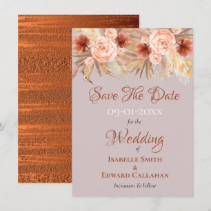 Rustic Boho Pampas Grass & Copper Wedding Save The Date