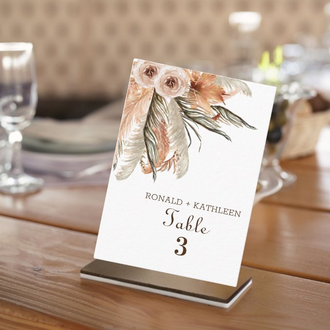 Rustic Boho Pampas Grass Floral Wedding  Place Card (Creator Uploaded)