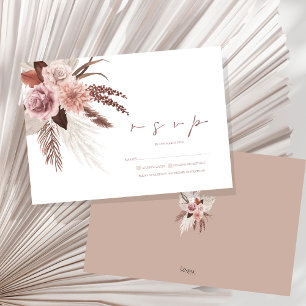 Rustic Boho Pampas Grass Terracotta Wedding RSVP Card