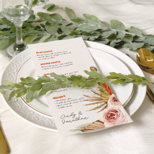 Rustic Boho Pampas Grass Wedding Menu