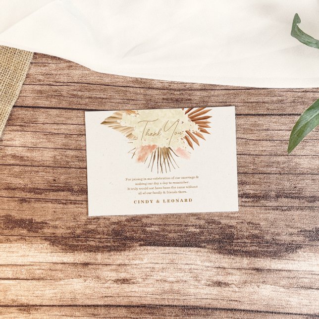 Rustic Boho Pampas Grass Wedding Thank You Card (Creator Uploaded)