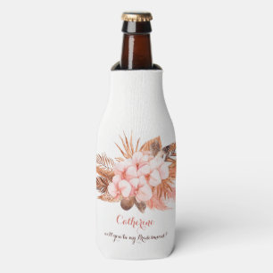 Rustic Boho Pampas Grass Will You Be My Bridesmaid Bottle Cooler