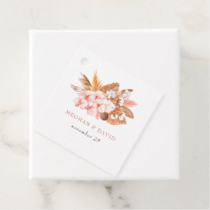 Rustic Boho Pampas Orchids Cotton Blush Wedding Favour Tags