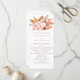 Rustic Boho Pampas Orchids Cotton Blush Wedding Programme