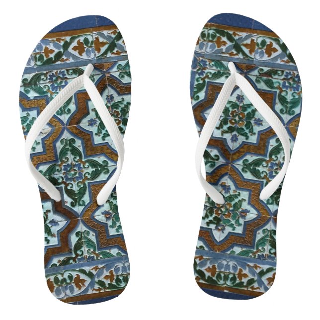Rustic Boho Pattern Flip Flops (Footbed)