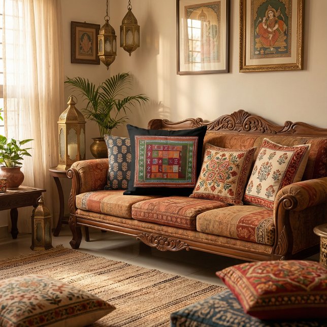 Rustic Boho Pattern Geometrical floral Cushion (Creator Uploaded)