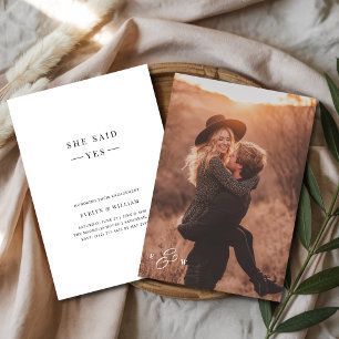 Rustic Boho Photo Monogram She Said Yes Engagement Invitation