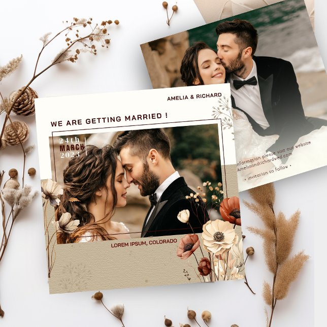 Rustic Boho Photo Wedding Save the date Invitation (Creator Uploaded)