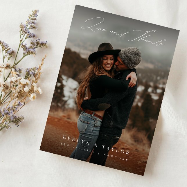Rustic Boho Photo Wedding Thank You Card W Note (Creator Uploaded)