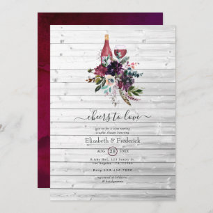 Rustic Boho Plum Red Wine Tasting Couples Shower Invitation
