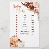 Rustic Boho Pumpkin Baby Shower Baby Traits Games