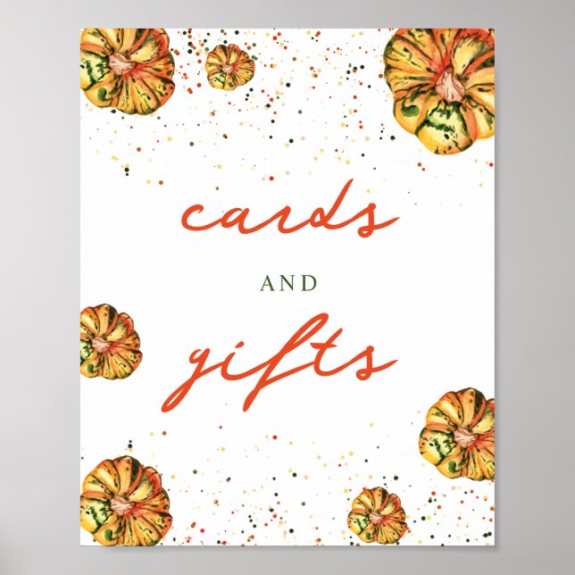 Rustic Boho Pumpkin Baby Shower Cards & Gifts Poster (Front)